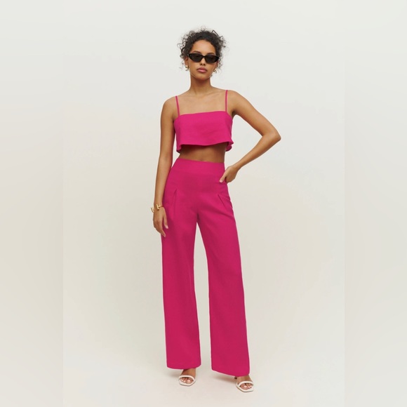 Reformation Pants - Pink Reformation Cleo Linen Two Piece Set